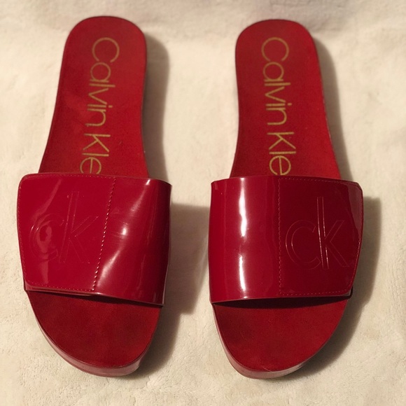 calvin klein slides red